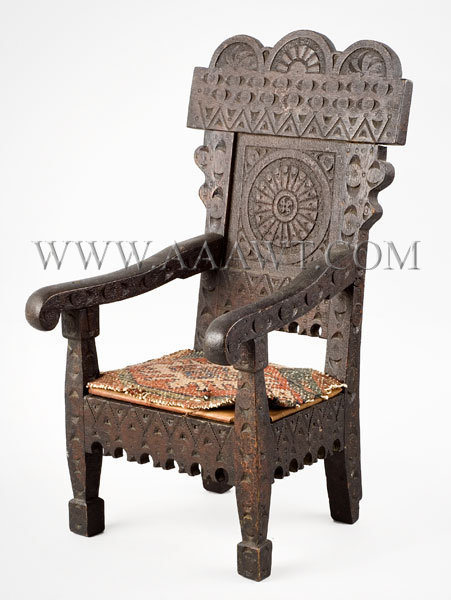 Doll Furniture, Armchair, Carved and Paneled
Anonymous
Circa 1875, entire view